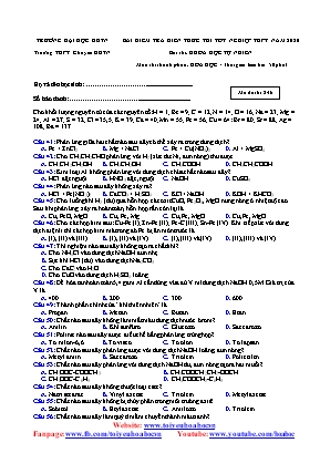 Đề kiểm tra kiến thức thi Tốt nghiệp THPT môn Hóa học năm 2020 - Mã đề 246 - Trường THPT chuyên Khoa học Tự nhiên (Có đáp án)